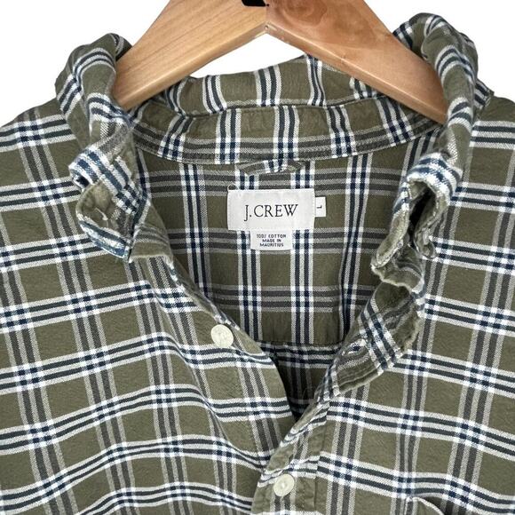 J.Crew 100% Cotton Green Plaid Button Down Shirt Size L - Picture 4 of 7